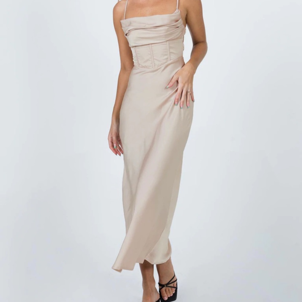 PRINCESS POLLY LILLIE MIDI DRESS BEIGE